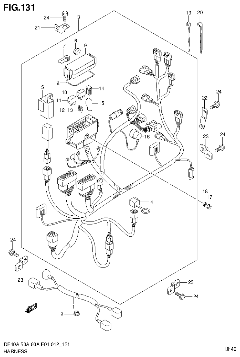 Suzuki DF40AST, DF50A, DF50ATH HARNESS (DF60AQH E40) parts diagram